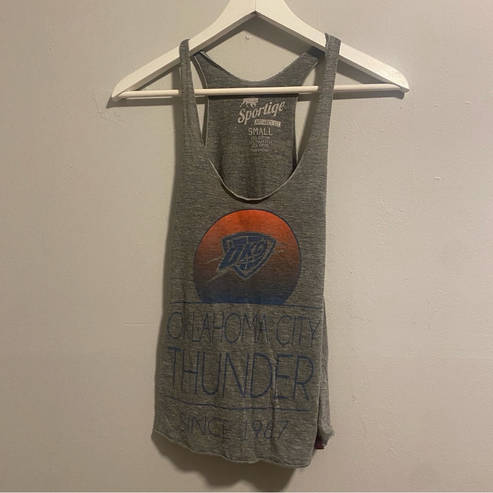 Sportiqe Oklahoma City OKC thunder retro gray racerback tank top basketball XS S